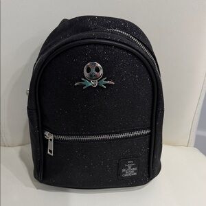Disney Nightmare Before Christmas Black Sparkle Backpack with Jack Skellington
